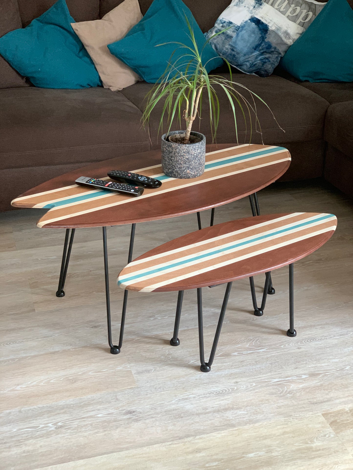 woodybalance Board Tisch inkl. abnehmbare stark Klett Tischbeine