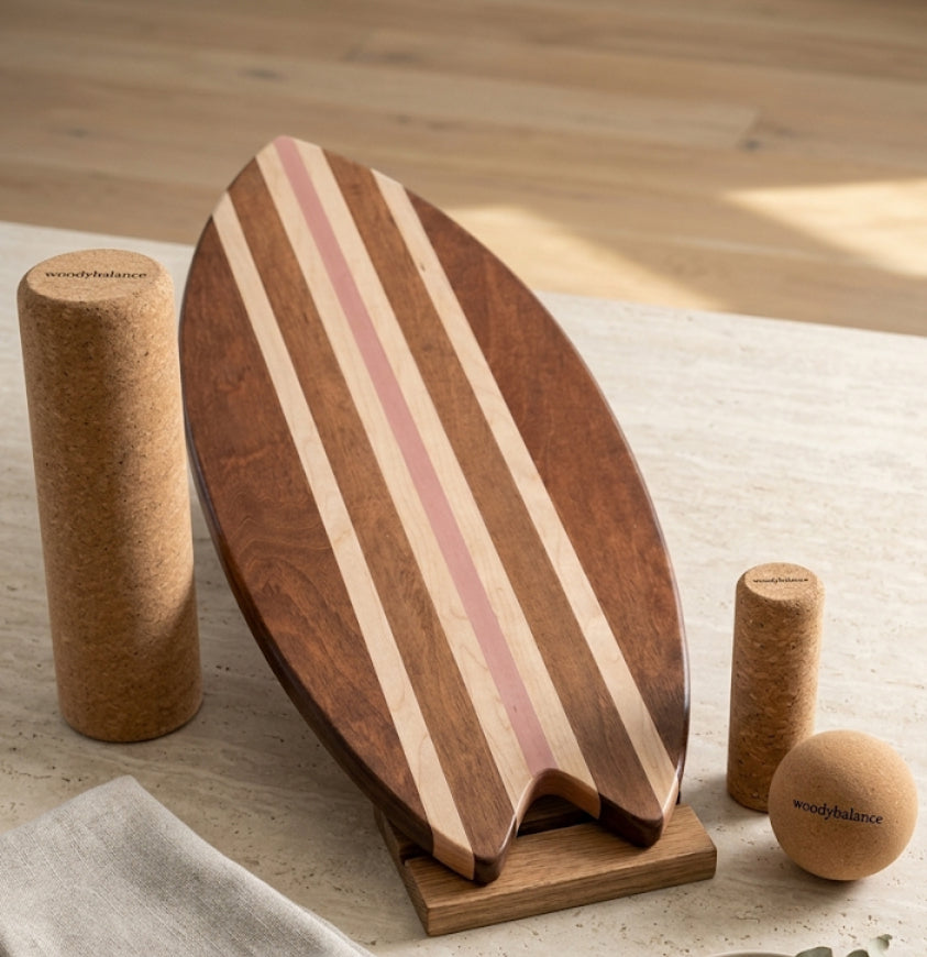woodybalance Board pink Woodstock inkl. Ständer | Surf Form