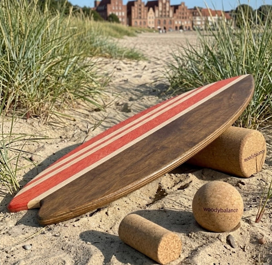 woodybalance Board Oceanside Red inkl. Ständer | Surf Form