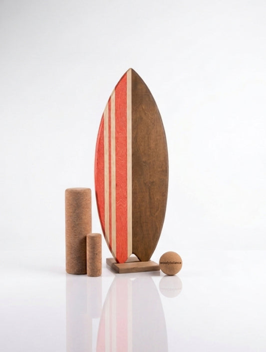 woodybalance Board Oceanside Red inkl. Ständer | Surf Form