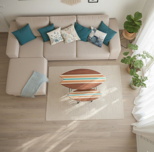 woodybalance Board Tisch inkl. abnehmbare stark Klett Tischbeine