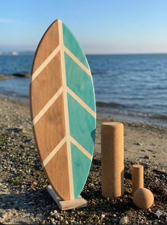 woodybalance Board LEAF blau inkl. Ständer