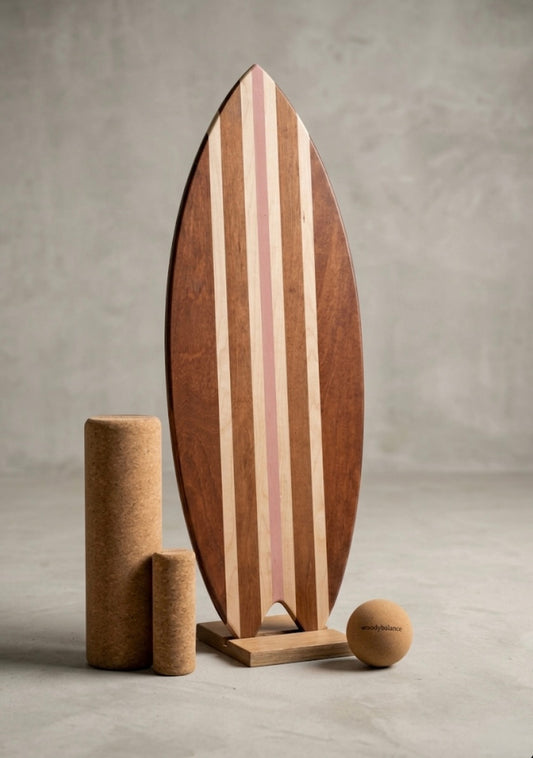 woodybalance Board pink Woodstock inkl. Ständer | Surf Form
