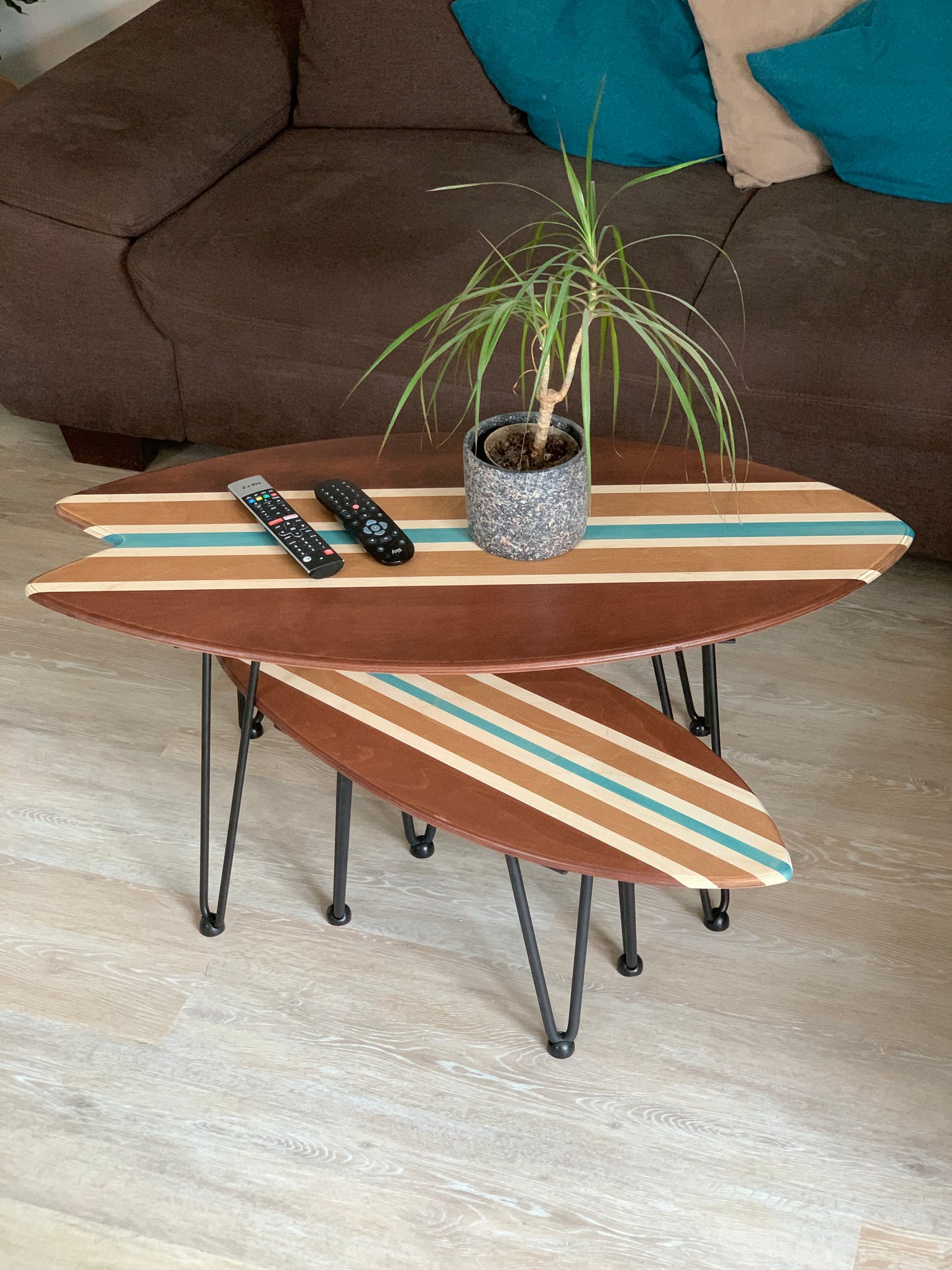 woodybalance Board Tisch inkl. abnehmbare stark Klett Tischbeine