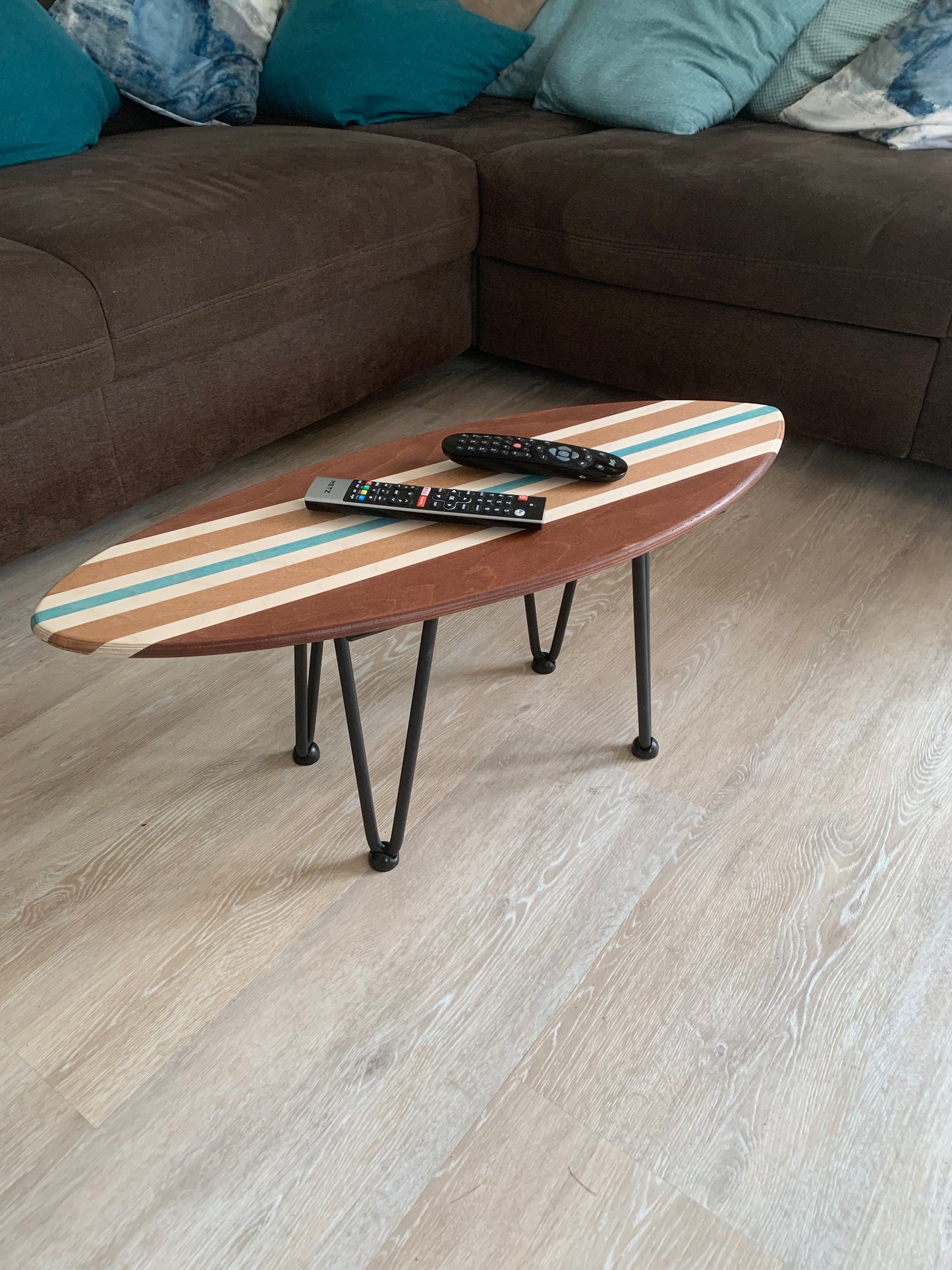 woodybalance Board Tisch inkl. abnehmbare stark Klett Tischbeine