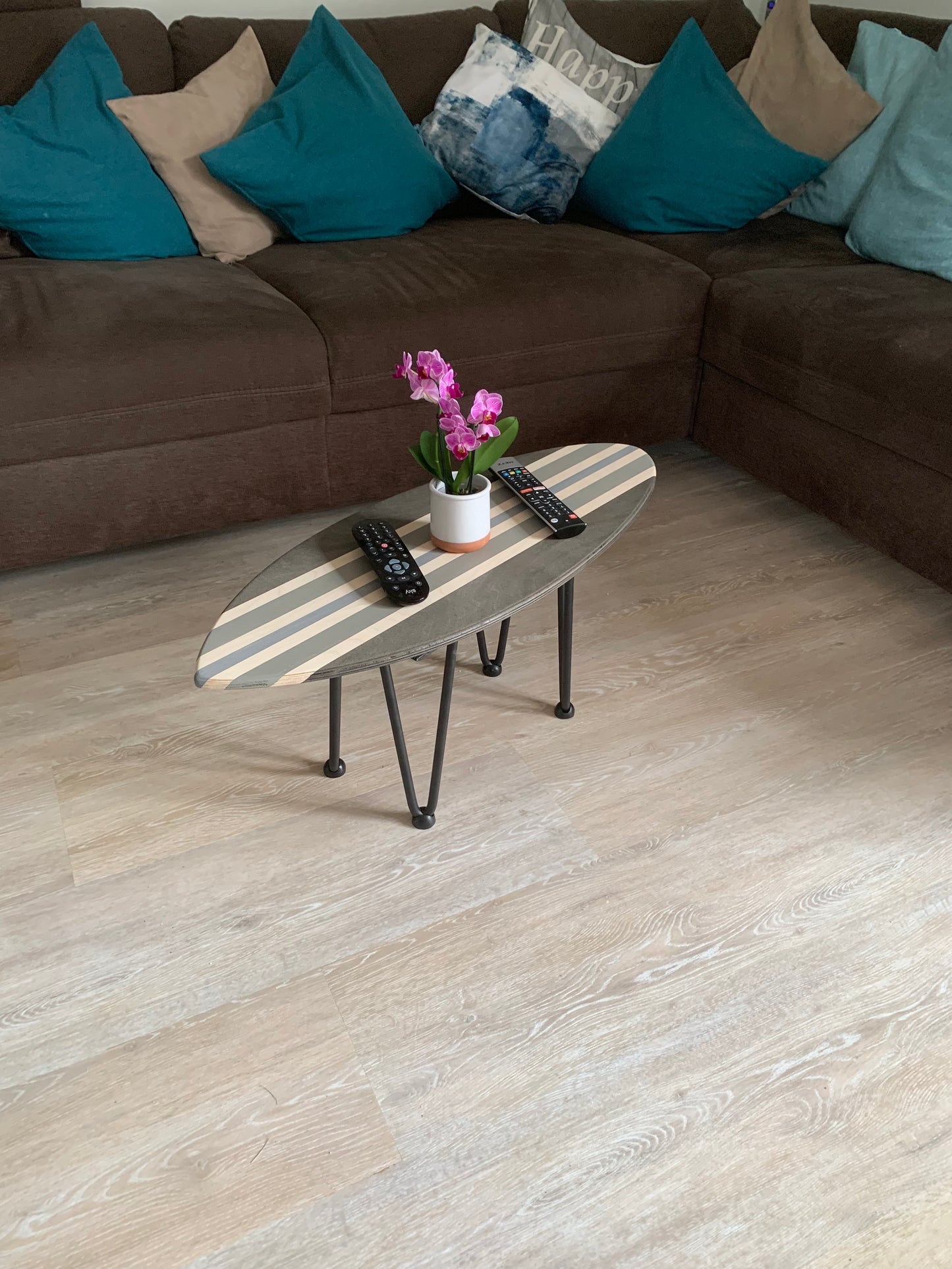 woodybalance Board Tisch inkl. abnehmbare stark Klett Tischbeine