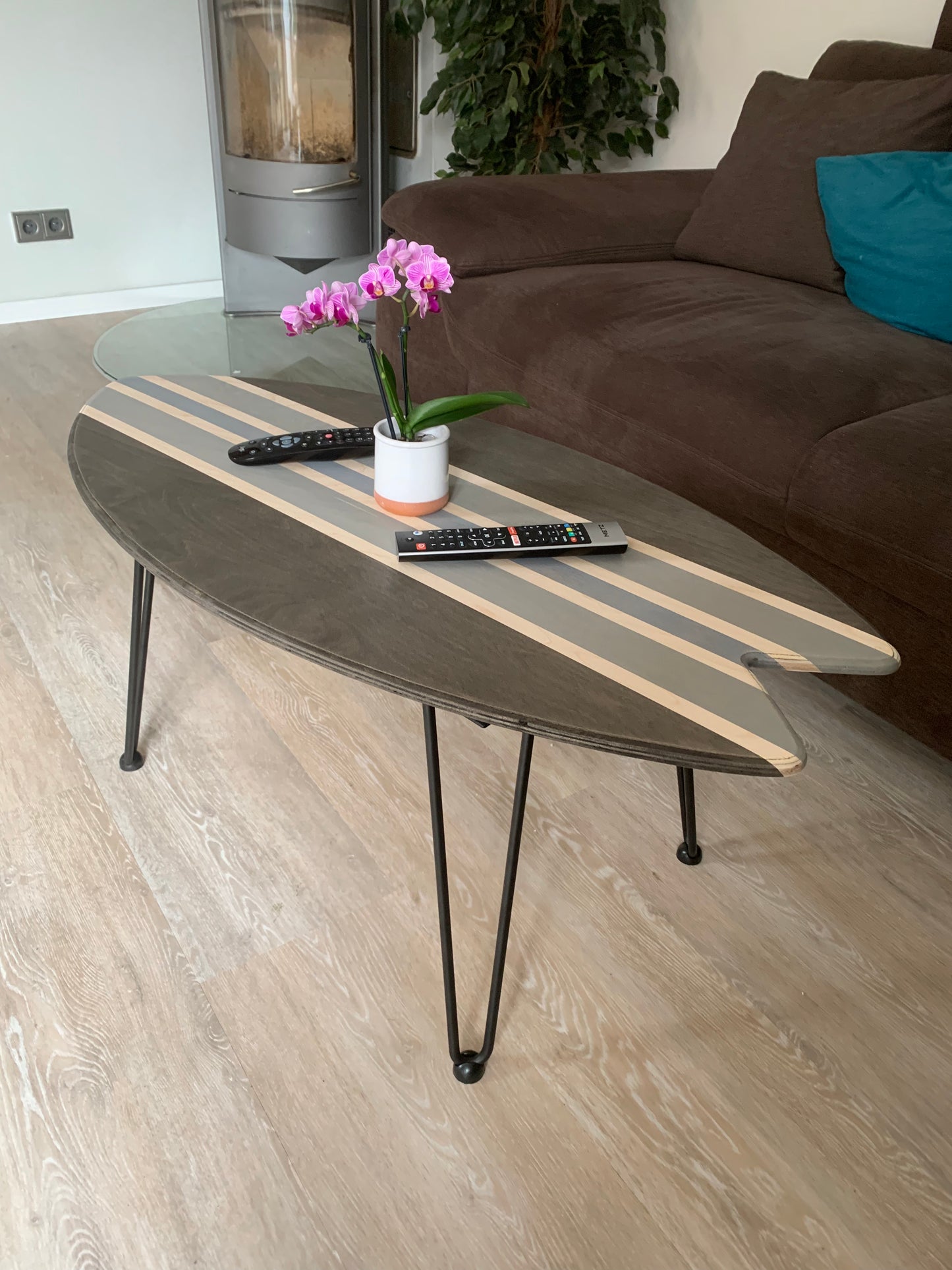 woodybalance Board Tisch inkl. abnehmbare stark Klett Tischbeine