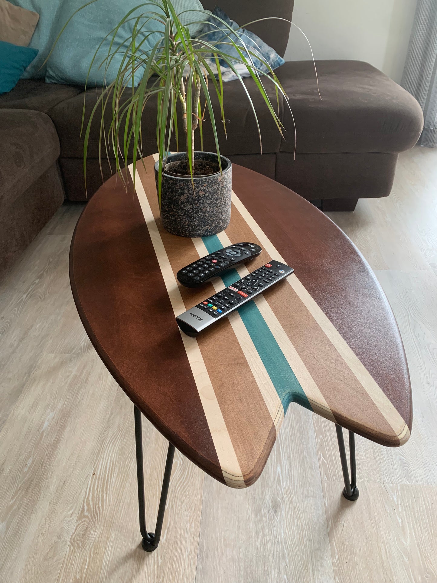 woodybalance Board Tisch inkl. abnehmbare stark Klett Tischbeine