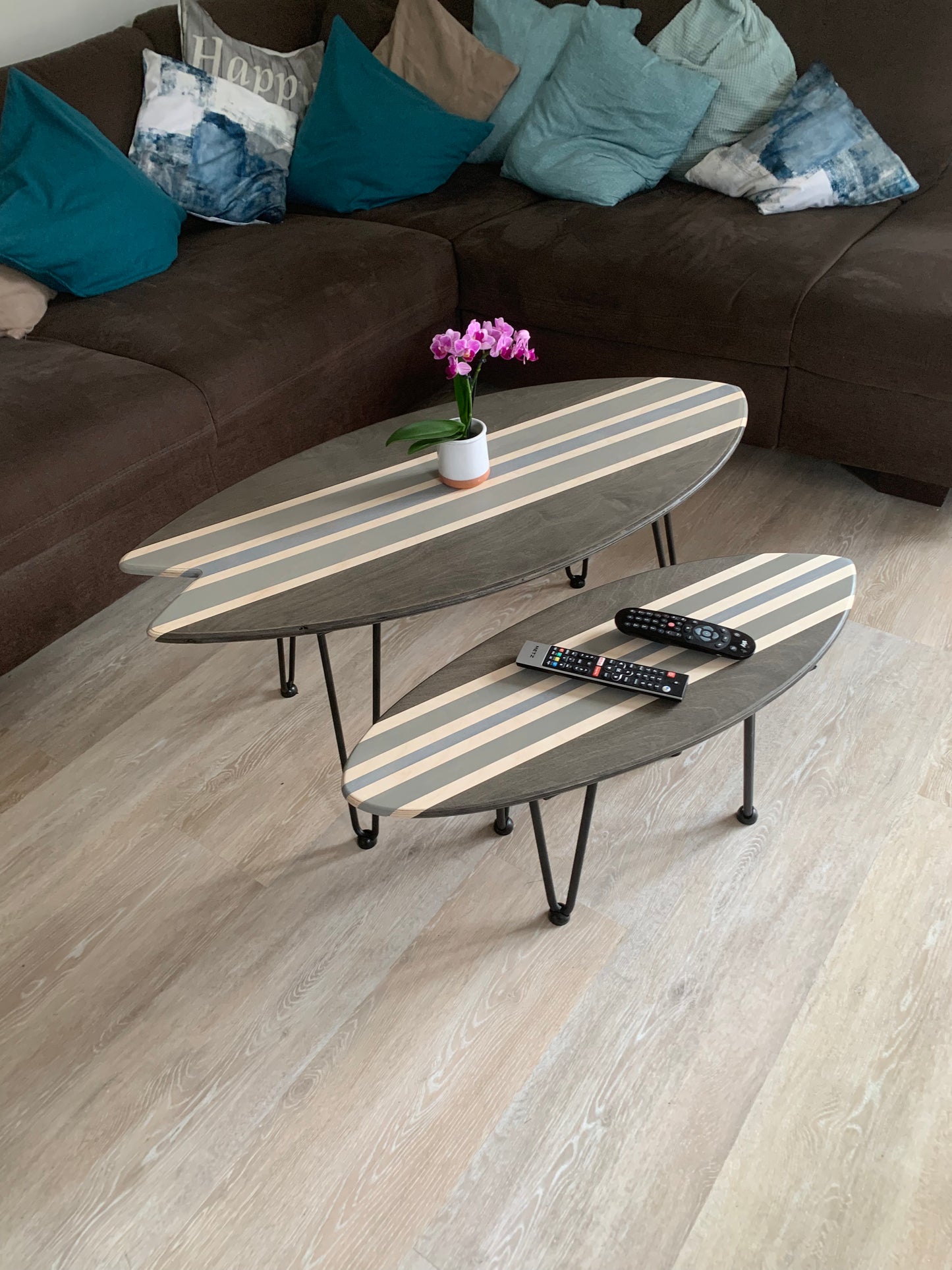 woodybalance Board Tisch inkl. abnehmbare stark Klett Tischbeine