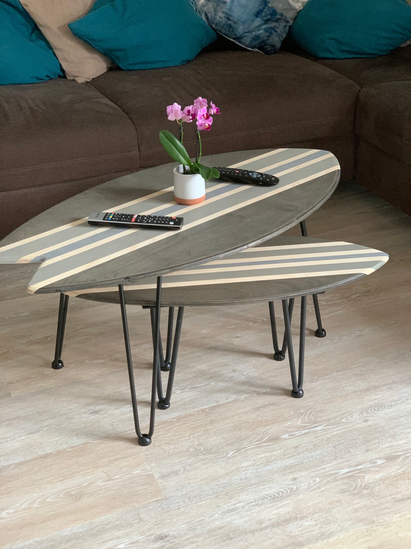 woodybalance Board Tisch inkl. abnehmbare stark Klett Tischbeine