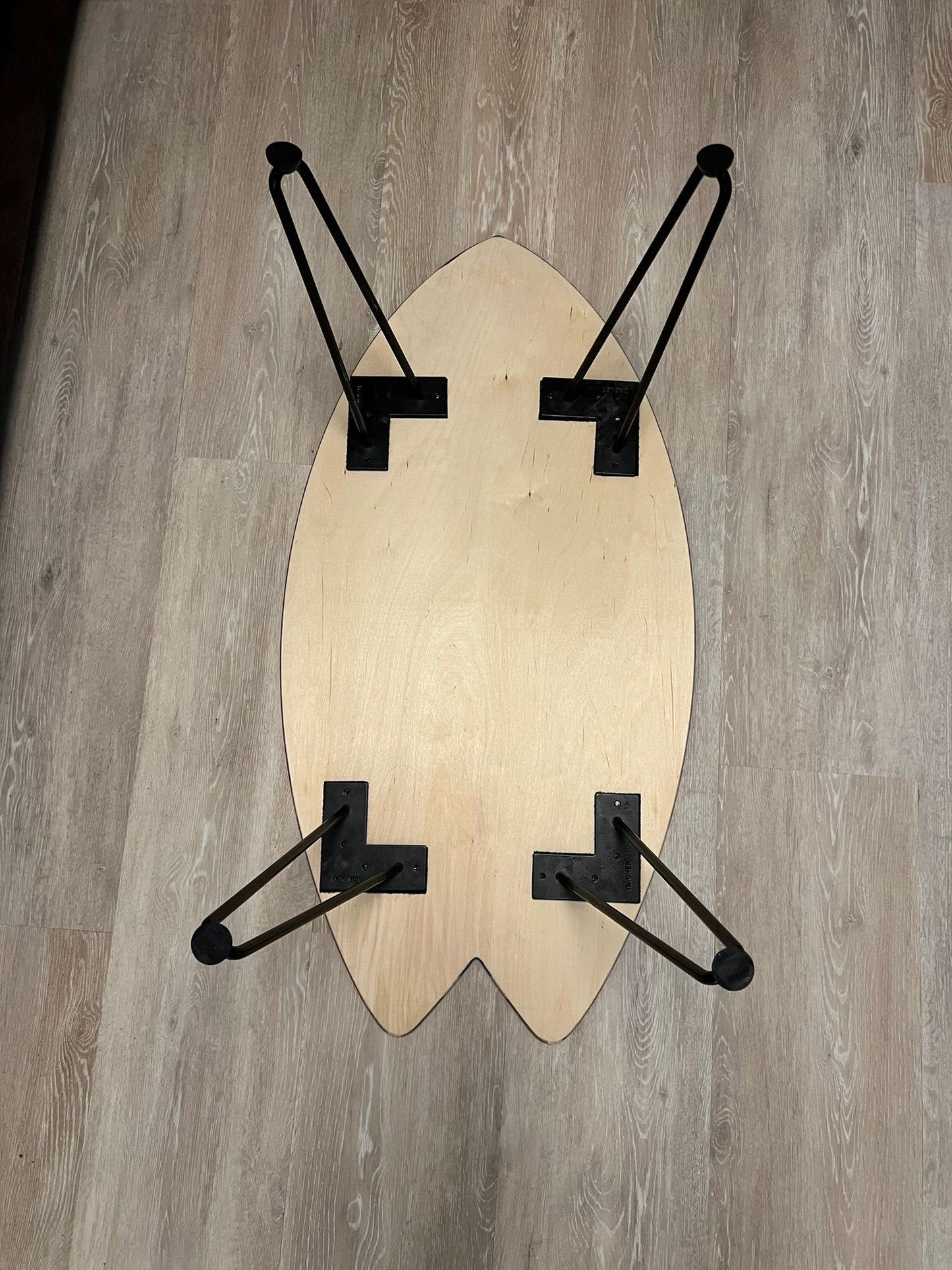 woodybalance Board Tisch inkl. abnehmbare stark Klett Tischbeine